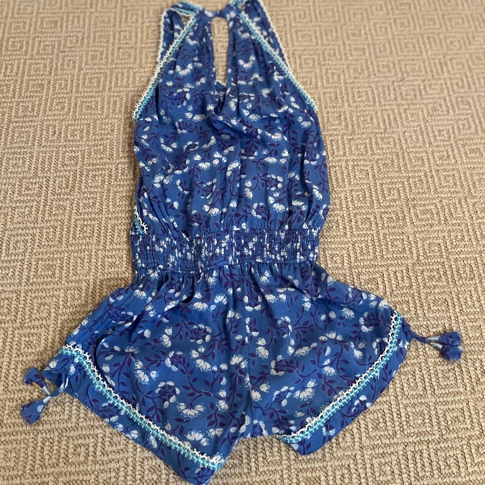 Poupette St Barth Girls XL blue romper - Picture 2 of 3